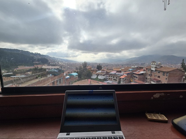 View from hotel room over La Paz rooftops and mountains - the hermit's perspective