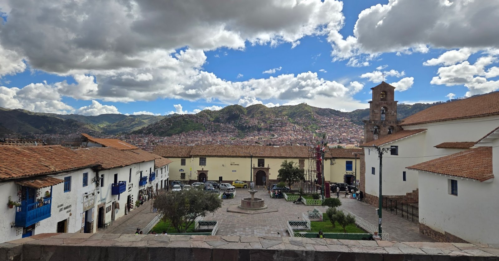 Various views of Cusco's main square and surrounding architecture