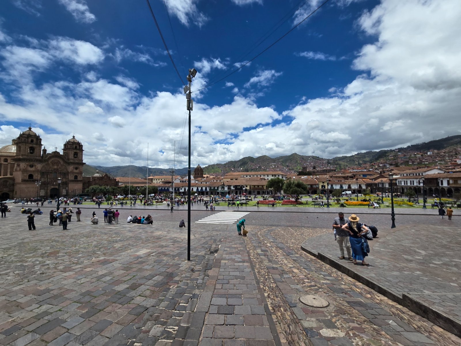Various views of Cusco's main square and surrounding architecture