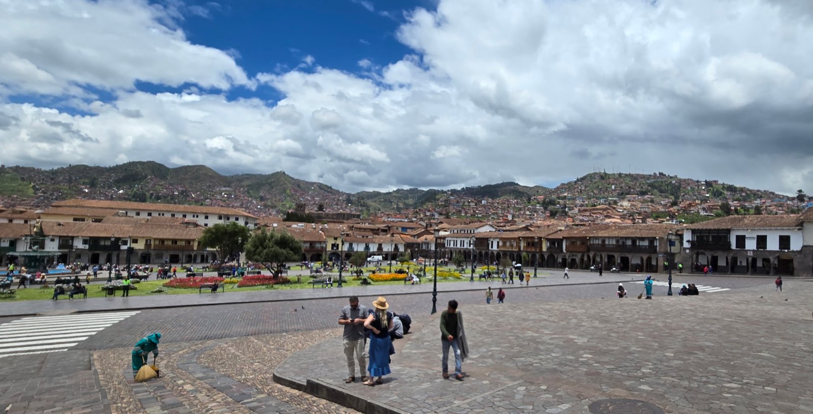 Various views of Cusco's main square and surrounding architecture