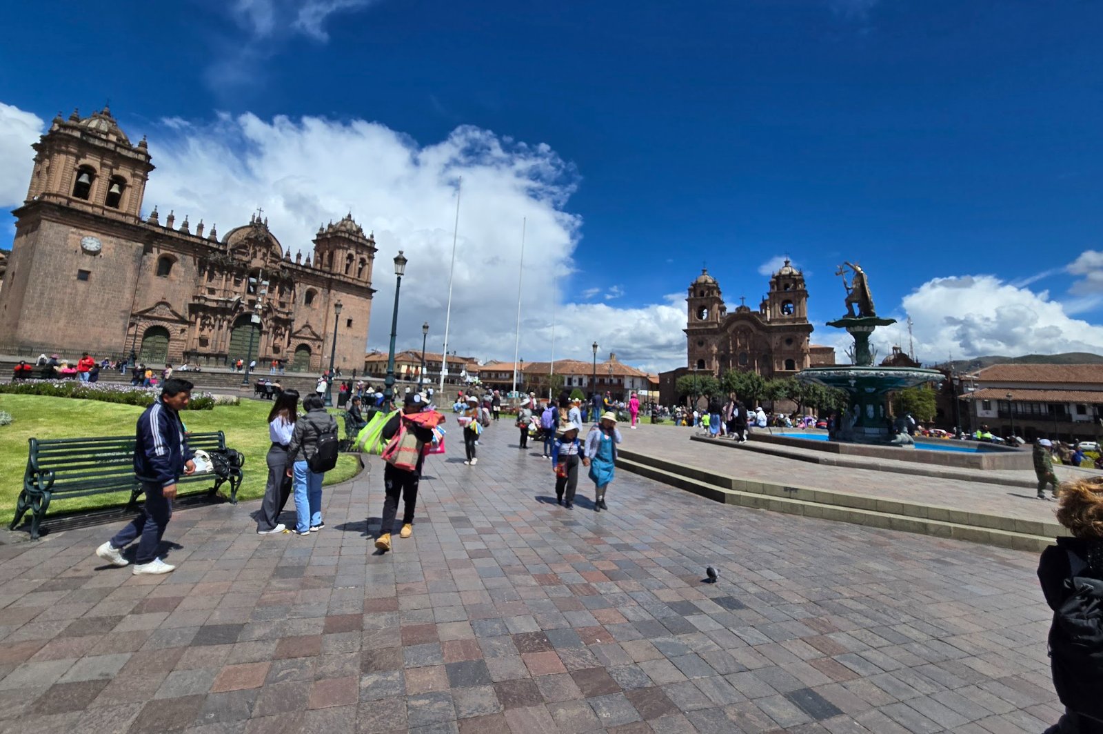 Various views of Cusco's main square and surrounding architecture
